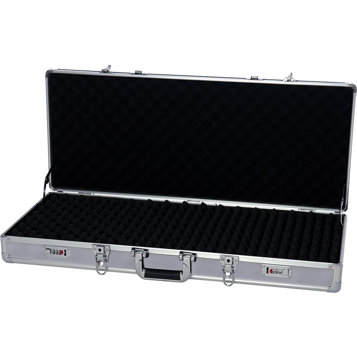 Geweerkoffer ABS ;   85 x 36 x 13 cm /  Binnenmaat ; 83cm x 33cm x11cm /  Zilvergrijs met cijferslot en sleutelslotjes-546-a